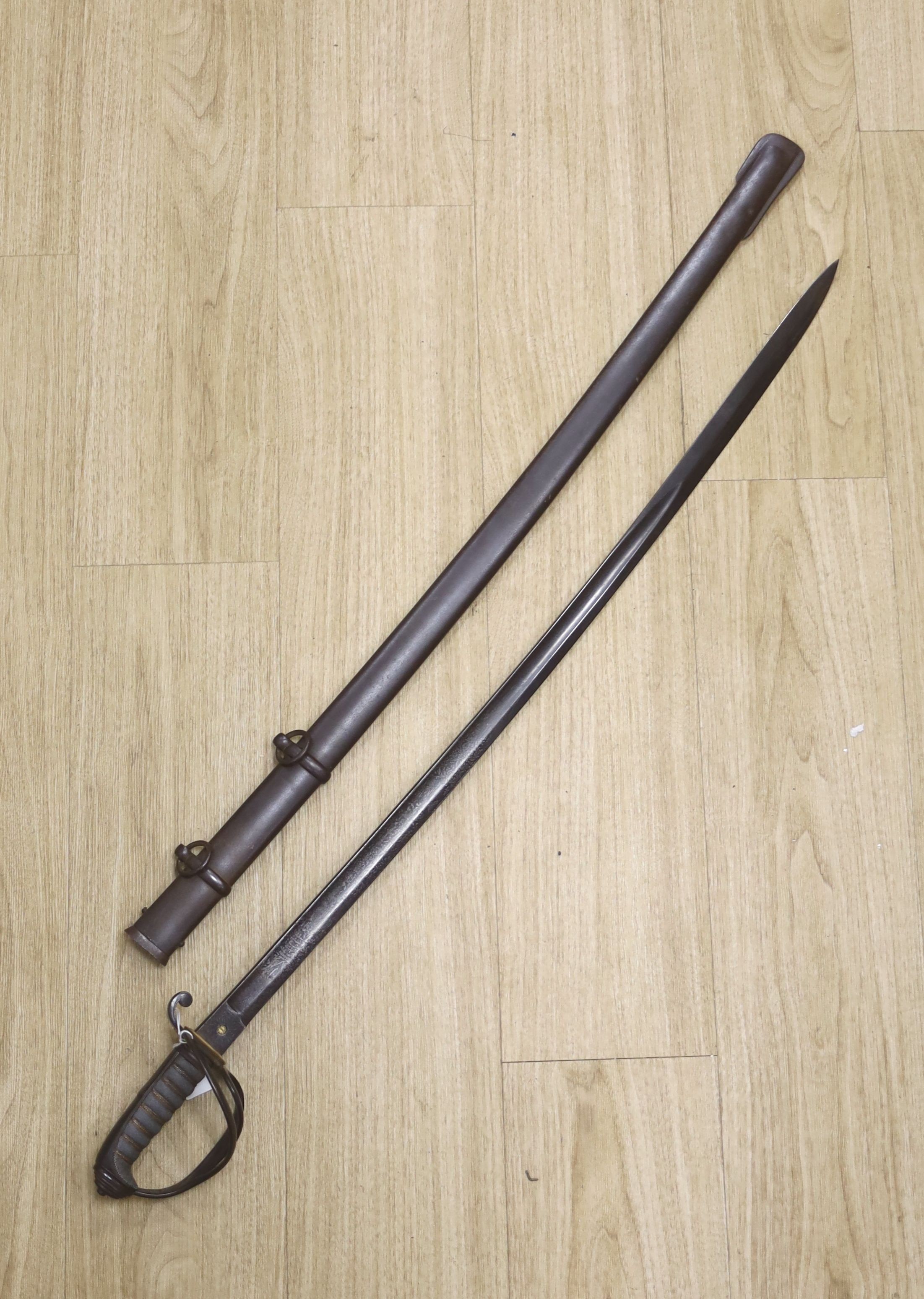 A light Cavalry officer's sword, blade etched 